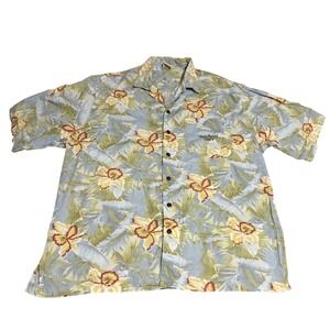 Vintage 90s Rainforest Cafe Hawaiian Shirt Mens Large L Floral Cotton Made HK